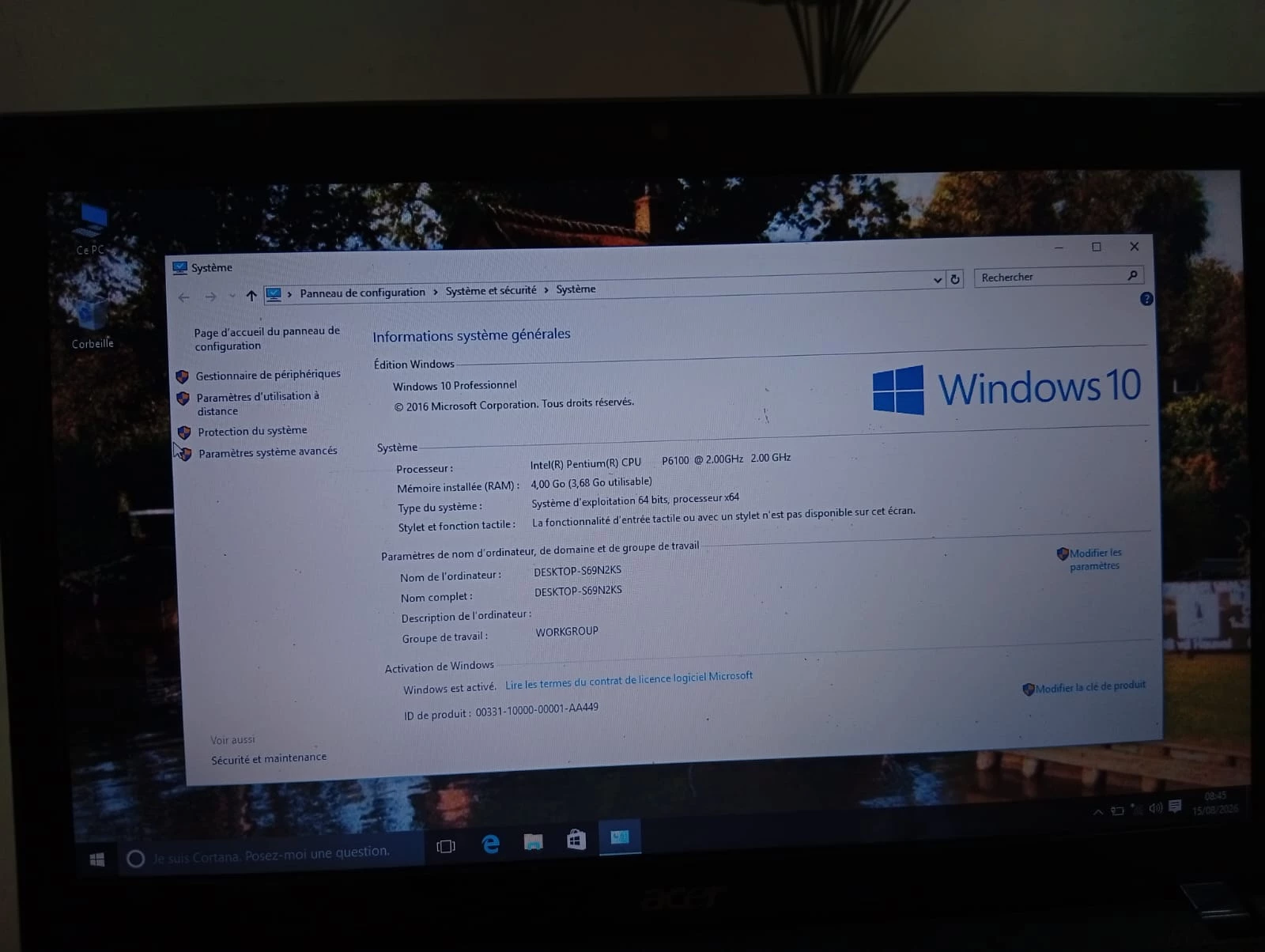  PC portable Acer – Windows 7 – 4 Go RAM