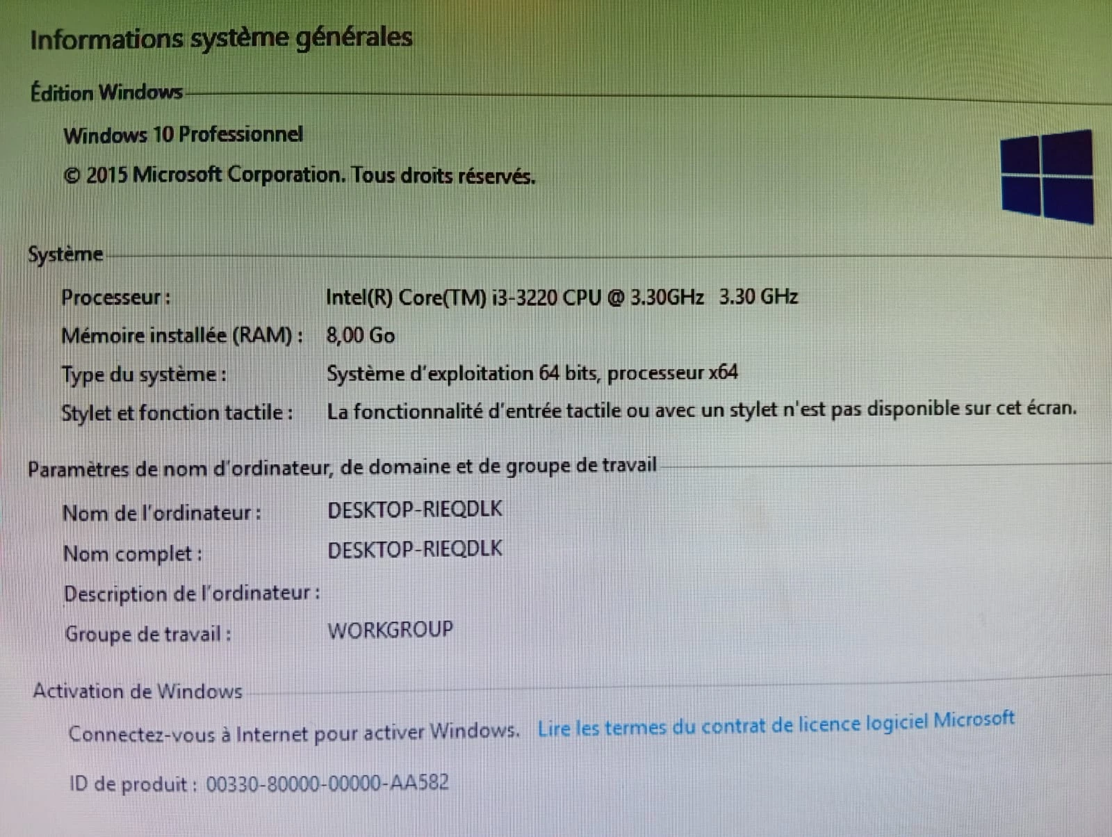 PC DE BUREAU COMPLET LENOVO THINKCENTRE (i3-3eme / 8 Go RAM / 500 Go) ????